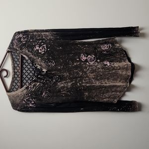 Affliction sheer back long sleeve shirt